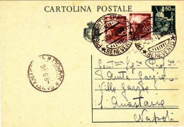 1946-cartolina Postale L.2 Agricoltore Con Stemma Sabaudo E Due Francobolli Aggi - 1946-60: Marcophilie
