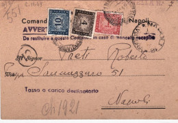 1949-cartolina Del Comando Militare Del Distretto Di Napoli Con Tassa A Carico D - 1946-60: Marcophilie
