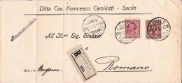 1915-piego A Stampa Raccomandata Della Ditta Camilotti Di Sacile Affrancata 2c.  - Marcophilie