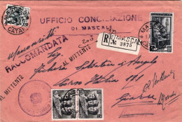 1953-busta Manoscritti Raccomandata Dell'ufficio Conciliazione Di Mascali Catani - 1946-60: Marcophilie