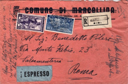 1951-cat.Sassone Euro 335, Busta Racc.espr.affr. L.55 Montecassino + L.50 Italia - 1946-60: Marcophilie