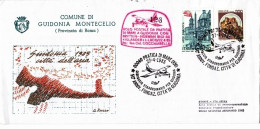 1985-busta Del Comune Di Guidonia Montecelio Bollo Rosso Volo Postale Pratica Di - Luftpost