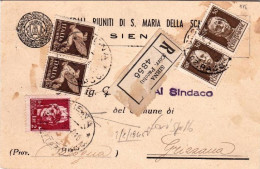 1945-cartolina Raccomandata Ospedaliera Affrancata Coppia 30c. + L.2 Imperiale + - Marcophilie