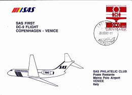 1992-Danimarca Ufficiale Della SAS I^volo Copenhagen Venezia Del 28 Marzo - Luchtpostzegels