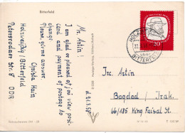 79601 - DDR - 1958 - 20Pfg Zille EF A AnsKte HOLZWEISSIG -> Irak - Lettres & Documents