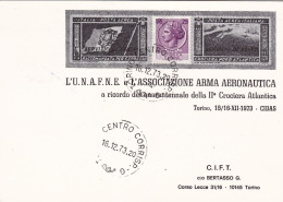 1973-cartolina Ufficiale U.N.A.F.N.E. Associazione Arma Aeronautica Torino A Ric - Altri & Non Classificati