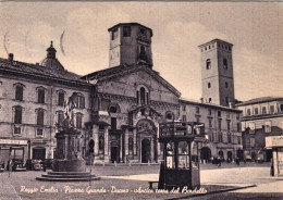 1954-cartolina Illustrata "Reggio Emilia Piazza Grande Duomo Antica Torre Del Bo - Reggio Nell'Emilia