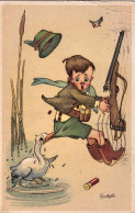 1957-"bimbo Cacciatore Ed Oca" Diretta In Svizzera - Cartoline Umoristiche