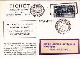 1950-stampato A 4 Facciate Affr. L.5 Italia Al Lavoro Isolato Annullo A Targhett - Publicidad