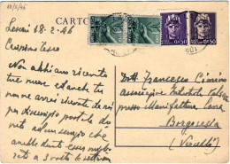 1946-cartolina Postale 50c.Turrita Senza Stemma Con Affrancatura Aggiunta 50c.Im - 1946-60: Marcophilie