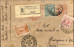 1919-cartolina Postale Raccomandata 10c. Leoni Con Affrancatura Aggiunta - Marcophilia