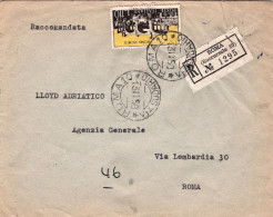 1959-raccomandata Affrancata L.110 Preolimpica Annullo Di Roma 10 Via Sudario - 1946-60: Marcophilie