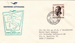 1958-Germania Lufthansa I^volo Monaco Roma Del 14 Luglio Dispaccio Da Berlino - Storia Postale