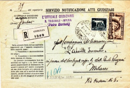 1936-atto Giudiziario Raccomandato Affr. 30c. XVII^fiera Di Milano + L.2, 55 Imp - Marcophilia