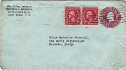 1928-U.S.A. Coppia Proveniente Da Libretto Del 2c. Washington Su Diretto A Bresc - Postal History