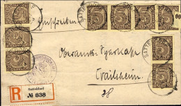 1923-Germania Raccomandata Da Satteldorf A Crailsheim Affr. Con 9 Pezzi Del Serv - Storia Postale