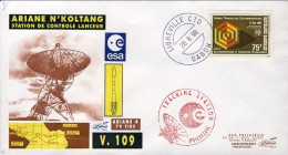 1998-Gabon Space Cover Dal Cosmodromo Di Kourou (Guyana Francese) Tracking Arian - Gabon (1960-...)