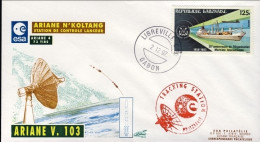 1997-Gabon Space Cover Dal Cosmodromo Di Kourou (Guyana Francese) Tracking Arian - Gabon