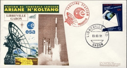 1991-Gabon Space Cover Stazione Di Controllo Per Il Tracking Ariane V42 (cat.Lol - Gabun (1960-...)