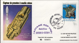 1990-France Francia Space Cover Dal Cosmodromo Di Kourou (Guyana Francese) Lance - Covers & Documents