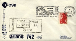 1991-France Francia Space Cover Dal Cosmodromo Di Kourou (Guyana Francese) Lance - Lettres & Documents