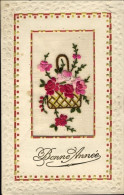 1920circa-Bonne Annee Cartolina Ricamata Non Viaggiata - Embroidered