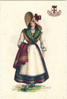 1925-donna In Costume Della Regione Toscana Disegnatore Carini - Femmes