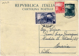 1951-cartolina Postale L.15 Democratica Con Affrancatura Aggiunta L.4 Democratic - 1946-60: Marcophilie