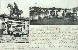 1899-Torino Ponte Isabella E Monumento Ferrero Della Marmora, Cartolina Viaggiat - Sonstige & Ohne Zuordnung