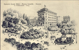 1924-Genova Piazza Corvetto Grand Hotel Bavaria, Cartolina Viaggiata - Genova (Genua)