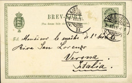 1901-Danimarca Cartolina Postale 5o. Diretta In Italia - Ganzsachen