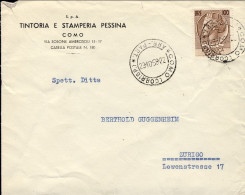 1958-lettera Della Tintoria Stamperia Pessina Di Como Diretta In Svizzera Affran - 1946-60: Marcophilie