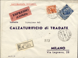 1959-lettera Raccomandata Espresso Affrancata L.10 + L.200 Siracusana - 1946-60: Marcophilie