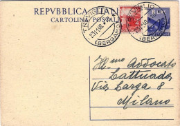 1948-cartolina Postale L.8 Democratica Con Affrancatura Aggiunta L.4 Democratica - 1946-60: Marcophilie