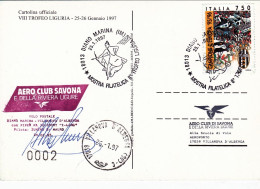 1997-cartolina Illustrata Numerata VIII^trofeo Liguria,bollo Viola Dell'aereo Cl - Airmail