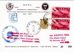 1977-cartolina Illustrata Associazione Atletica Sora Aviotrasportata Con Elicott - Poste Aérienne