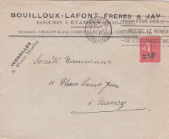 1927-lettre De VERSAILLES Pour NANCY-54--type Semeuse Lignée,banques à Etampes,Orléans,Rambouillet - 1921-1960: Période Moderne