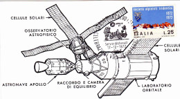 1972-cartolina Ufficiale Numerata Modello Del Progetto Skylab Cachet "celebrazio - 1971-80: Marcophilia