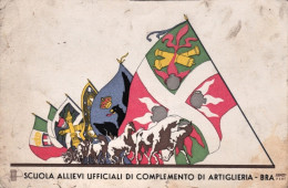1937-scuola Allievi Ufficiali Di Complemento Di Artiglieria Bra, Cartolina Viagg - Patriotiques