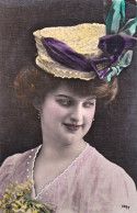 1908-volto Femminile Con Cappellino, Annullo Di Kozina - Women