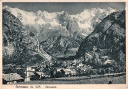 1939-Courmayeur Panorama, Annullo Aosta A.G.Hotel Mont Blank, Cartolina Viaggiat - Aosta