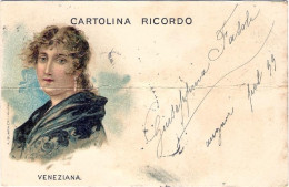 1898-cartolina Ricordo Figura Femminile Veneziana Leggera Grinza Orizzontale - Women