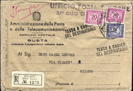 1954-busta Raccomandata Di Servizio Postale Dall'ufficio Postale 37^ Giro Ciclis - 1946-60: Marcophilia