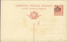 1919-Terre Redente Cartolina Postale 10c.rosso Mill.18 Con Vistosa Doppia Sopras - Trento