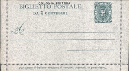 1893-Eritrea Biglietto Postale Nuovo 5c.Bigola, Perfetto - Erythrée