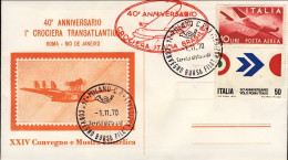 1970-viaggiato 40^ Anniversario I Crociera Transatlantica Con Bel Foglietto Erin - 1961-70: Marcophilia