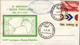 1970-viaggiato 40^ Anniversario I Crociera Transatlantica Con Bel Foglietto Erin - 1961-70: Marcophilie