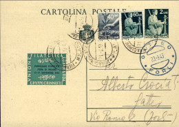 1946-cartolina Celebrativa Postale L. 2 Agricoltore Repiquages Unione Filatelica - Postwaardestukken