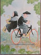 ILLUSTRATEUR - Ph. LEGENDRE KVATER - La Vélo Stoppeuse. (Aquarelle 1990) - Autres & Non Classés