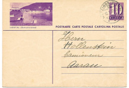 28 - 34 - Entier Postal Avec Illustration "Liestal (Schwimmbad)" Cachet à Date Wetzikon 1937 - Postwaardestukken